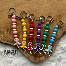 Load image into Gallery viewer, Cancer Ribbon Awareness Keychain