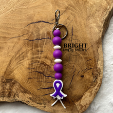 Load image into Gallery viewer, Cancer Ribbon Awareness Keychain
