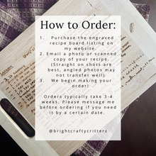 Load image into Gallery viewer, Custom Engraved Recipe Board - Maple Upgrade