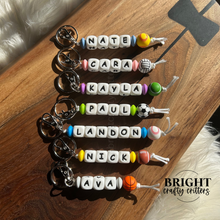 Load image into Gallery viewer, Sports Name Keychain