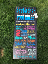 Load image into Gallery viewer, Pool Rules 16" wide | Wood Sign | Custom