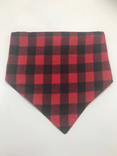 Load image into Gallery viewer, Red Buffalo Plaid Pet Bandana