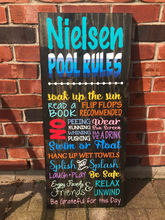 Load image into Gallery viewer, Pool Rules 16" wide | Wood Sign | Custom