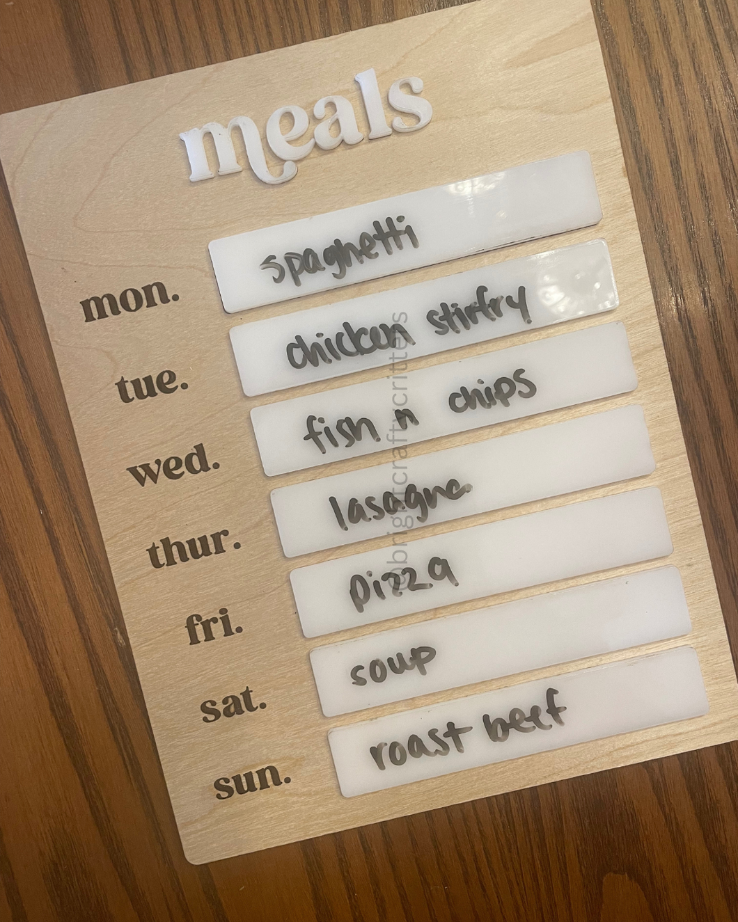 Meal Planner Dry Erase Magnetic Board