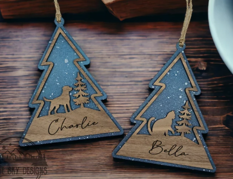 Midnight Tree Cat and Dog Ornament