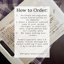 Load image into Gallery viewer, Custom Engraved Recipe Board
