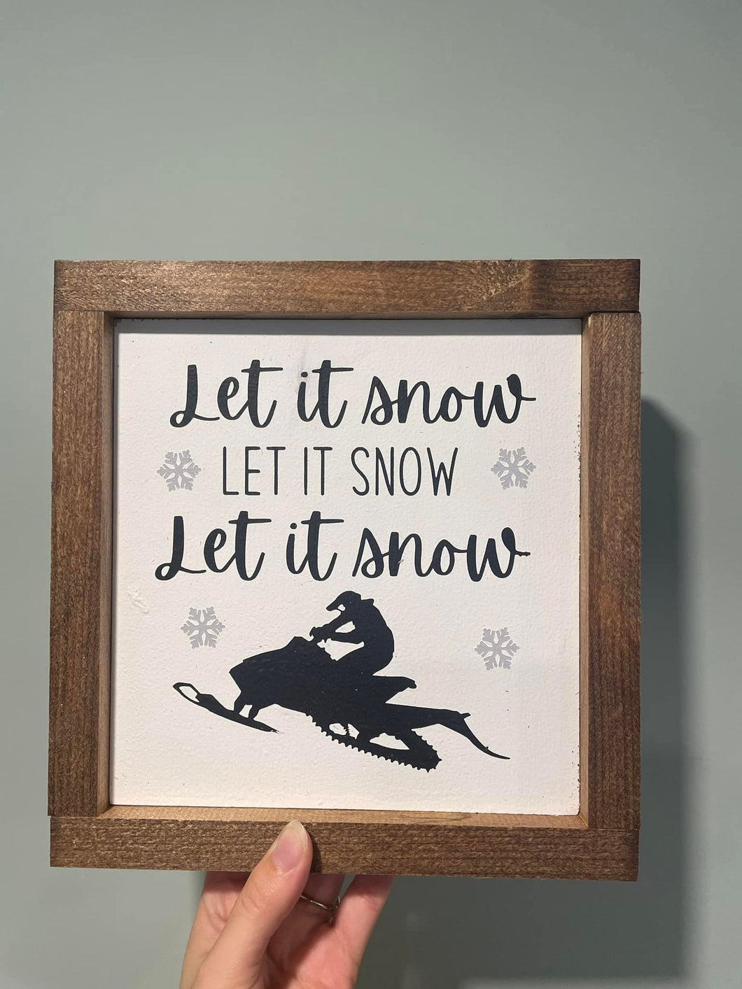 Let it Snow Snowmobile Wood Sign