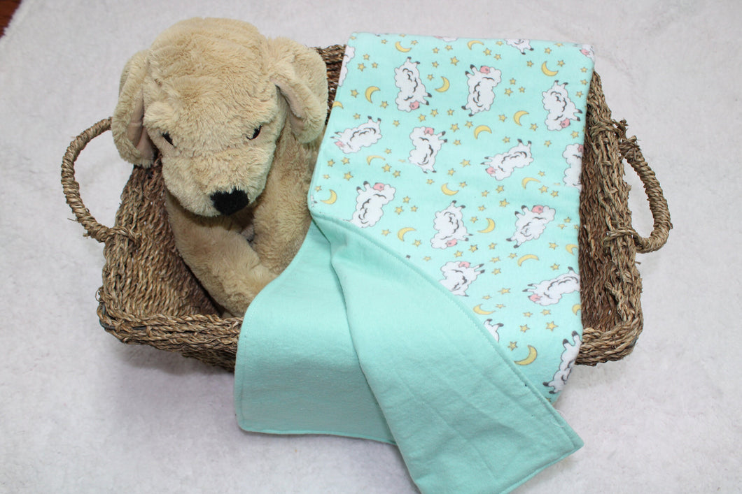 Seafoam Green | Sheep, Moon and Stars | Baby Blanket