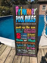 Load image into Gallery viewer, Pool Rules 16&quot; wide  | Wood Sign | Custom
